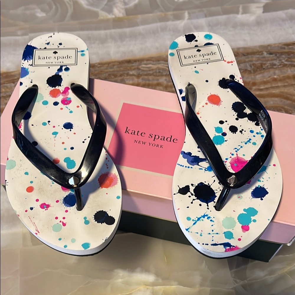 Kate Spade Colorful Splatter Flip Flops